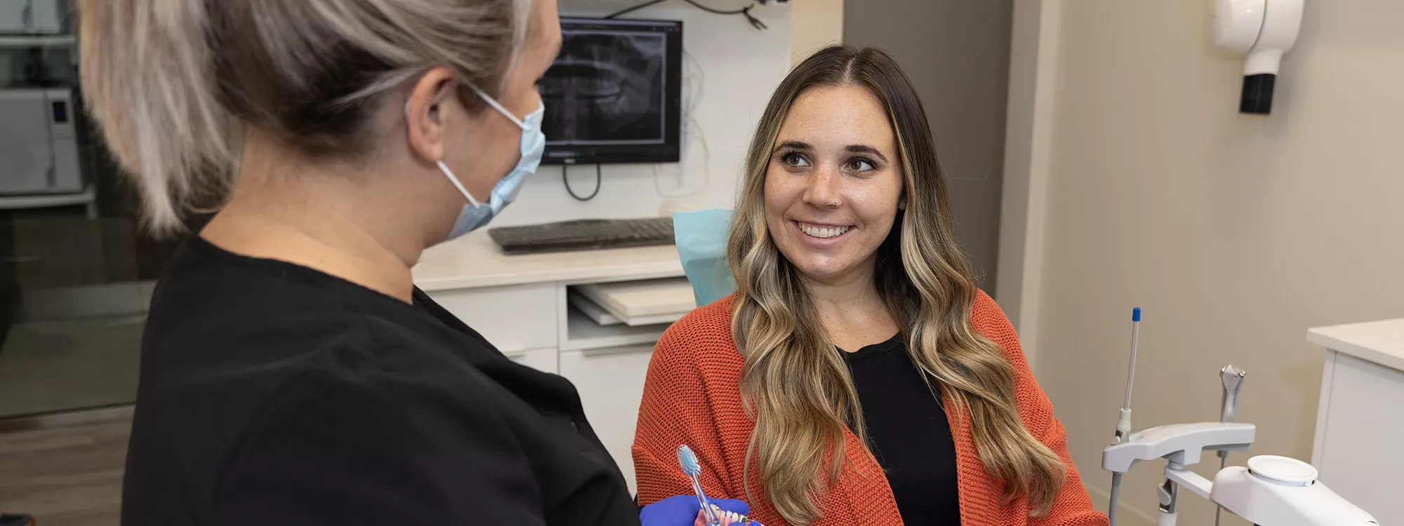 Consulting with patient